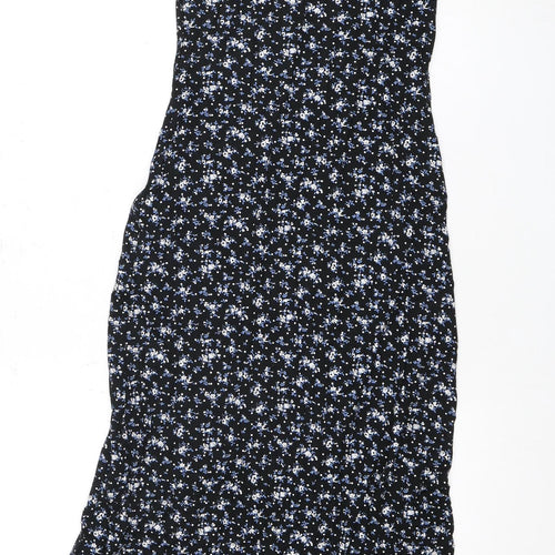PRETTYLITTLETHING Women's Black Floral Long Dress Size 10