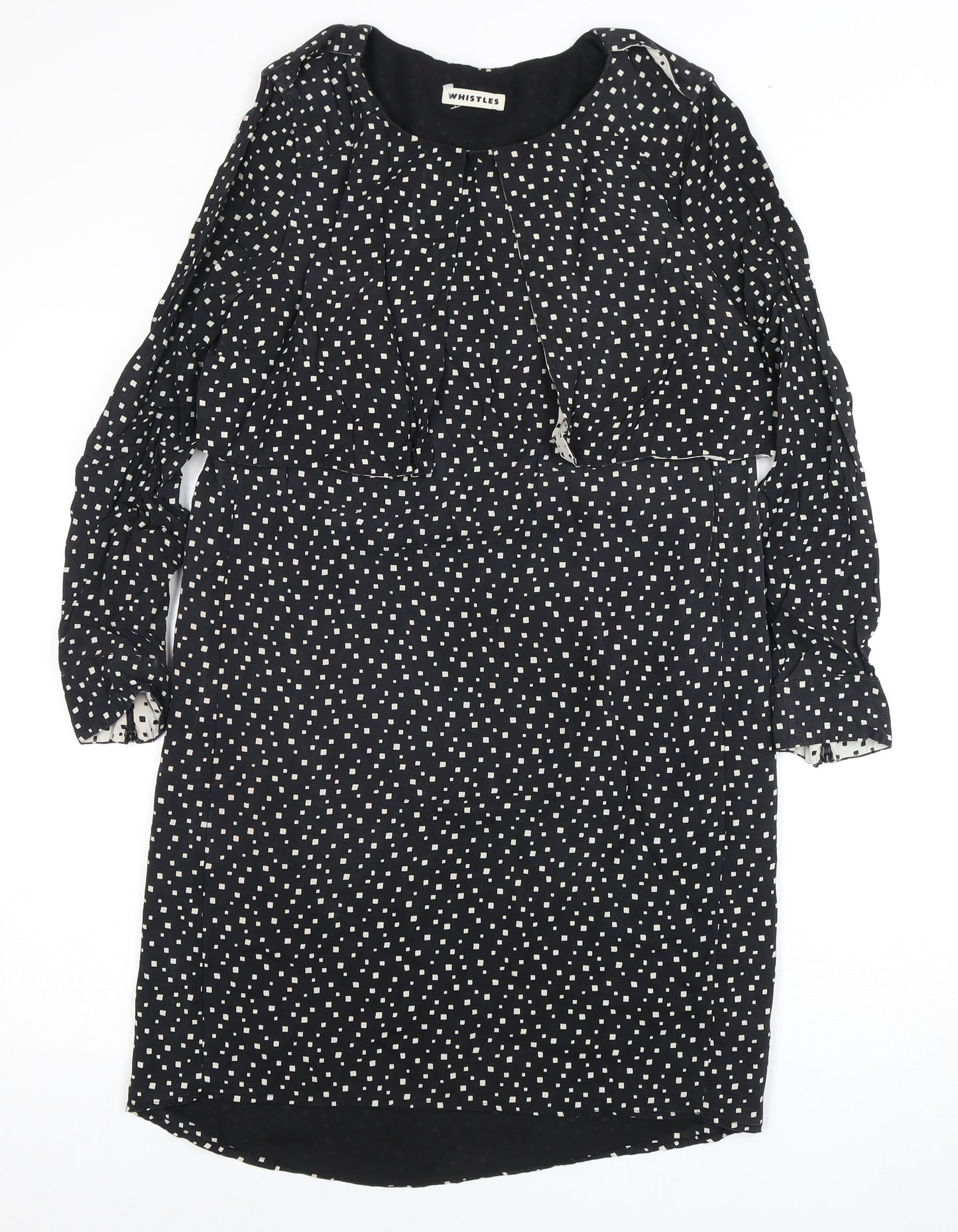 Whistles Women's Black Silk Dress Size 8 Long Sleeve