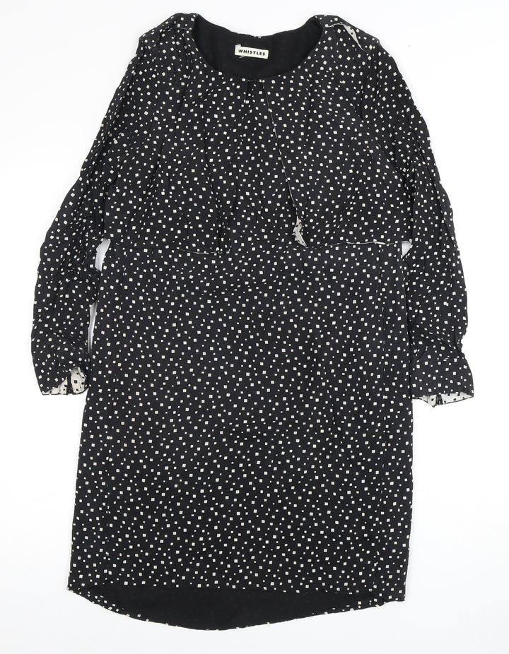 Whistles Women's Black Silk Dress Size 8 Long Sleeve