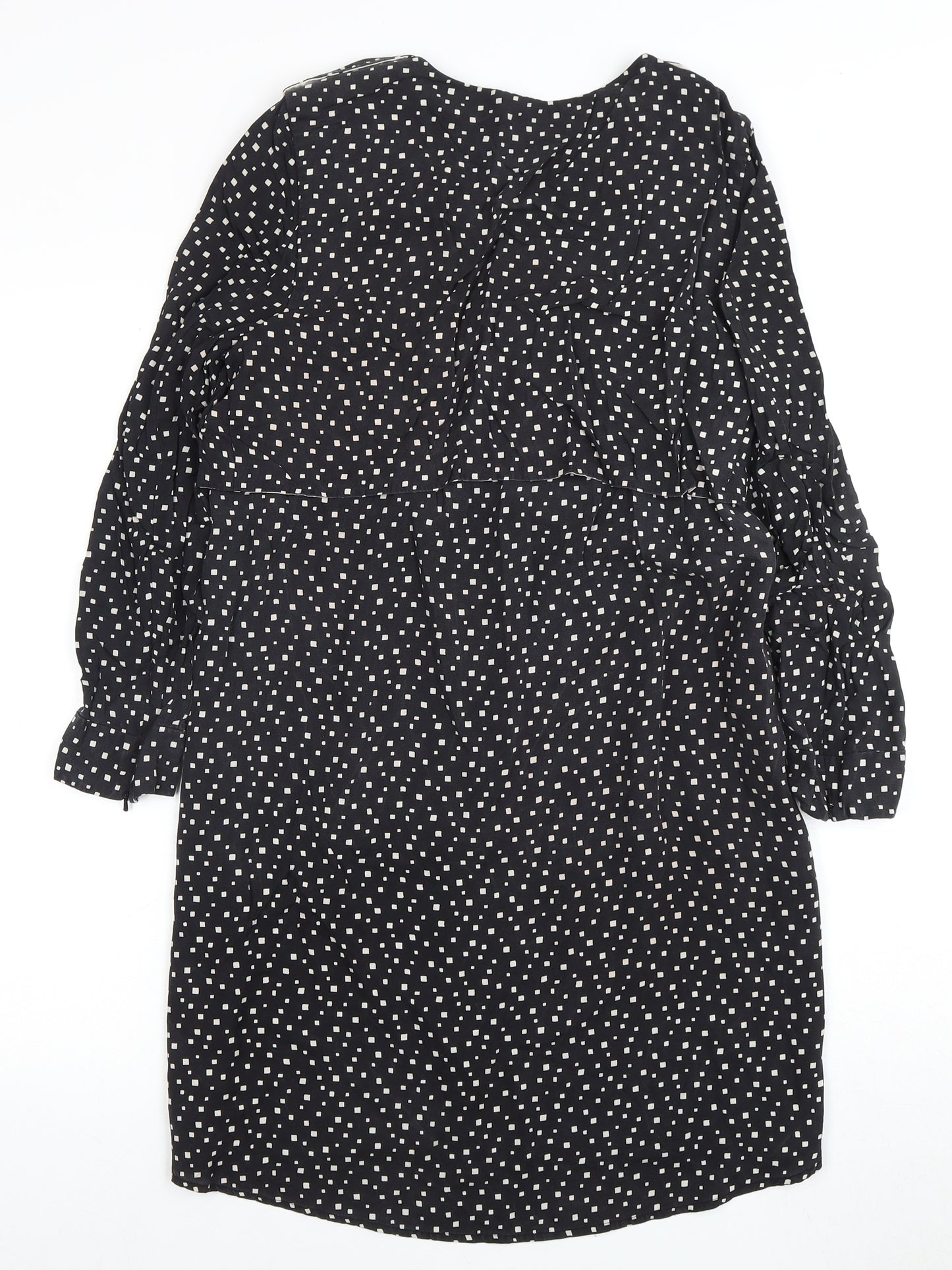 Whistles Women's Black Silk Dress Size 8 Long Sleeve