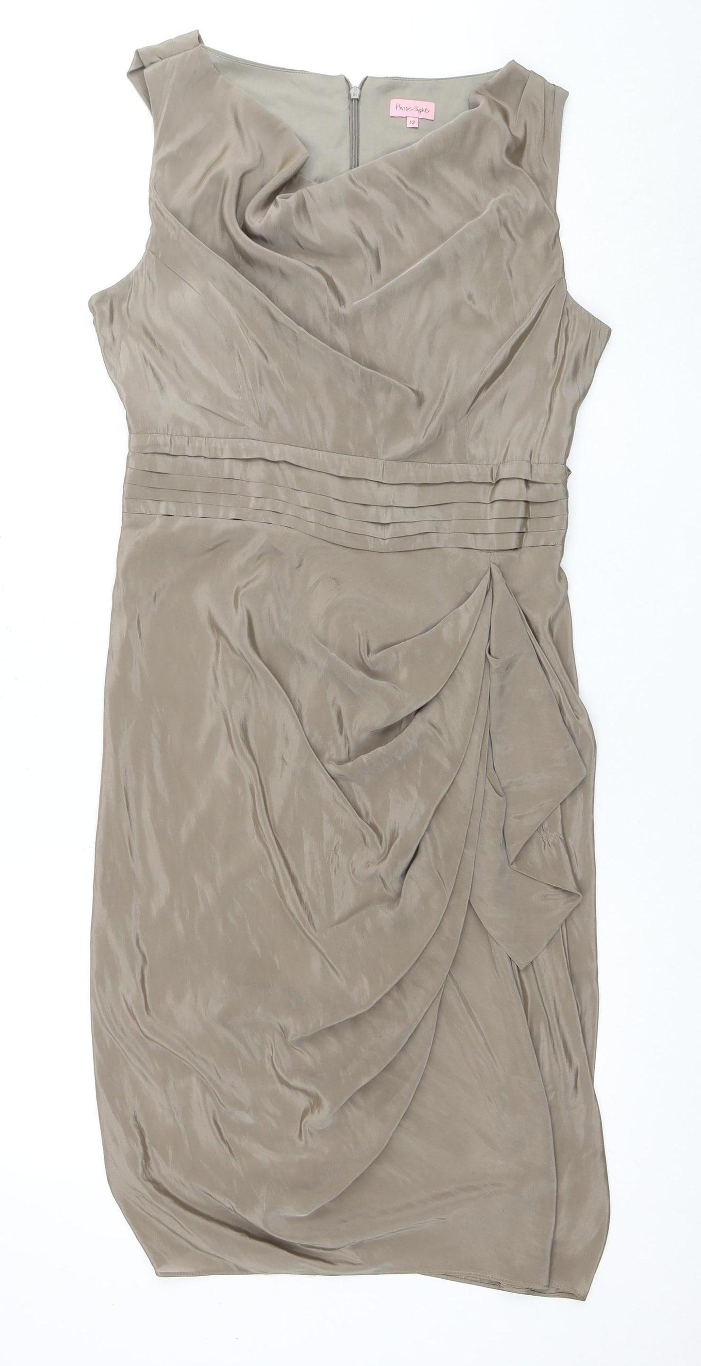 Phase Eight Women Beige Midi Dress Size 12 Polyester