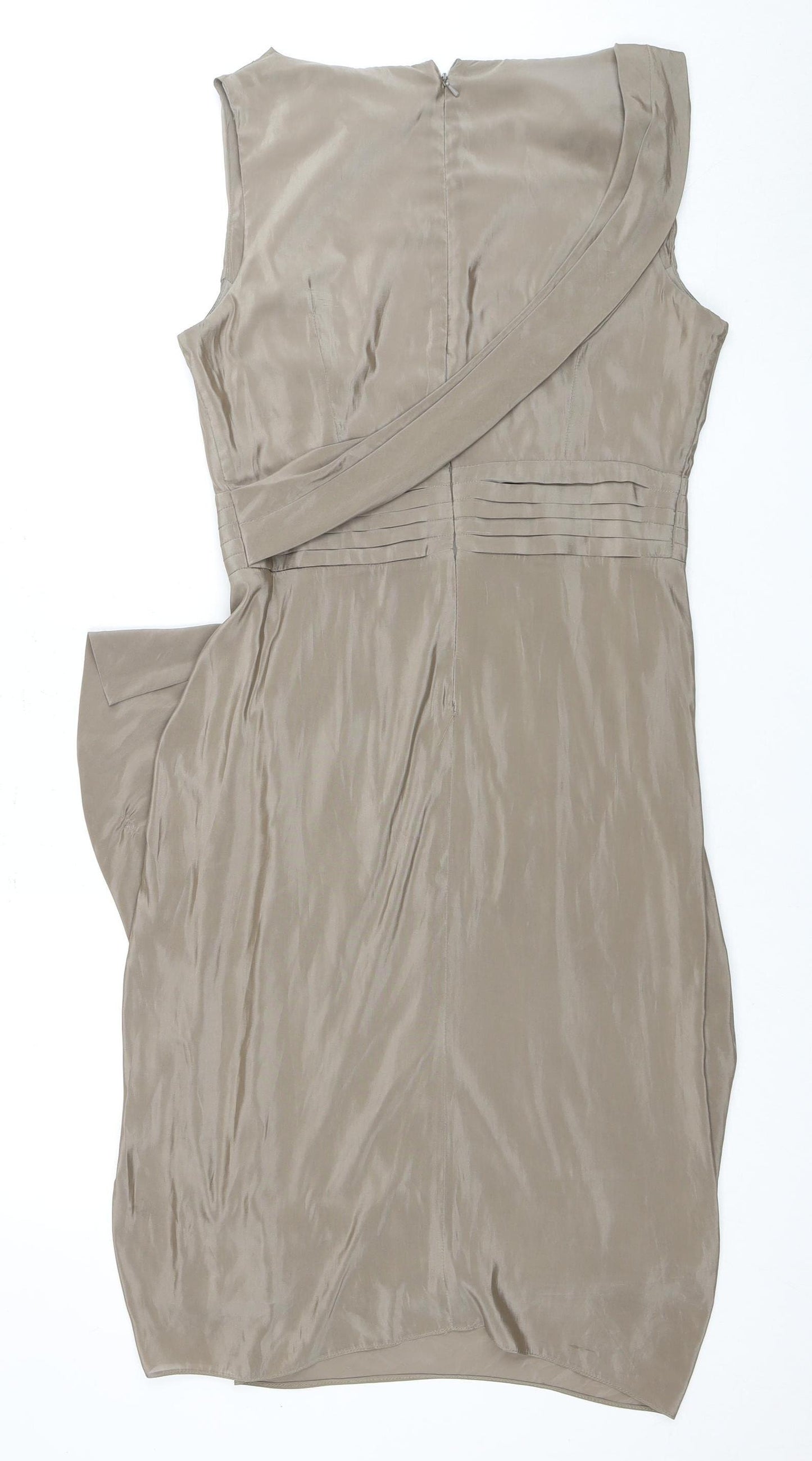 Phase Eight Women Beige Midi Dress Size 12 Polyester