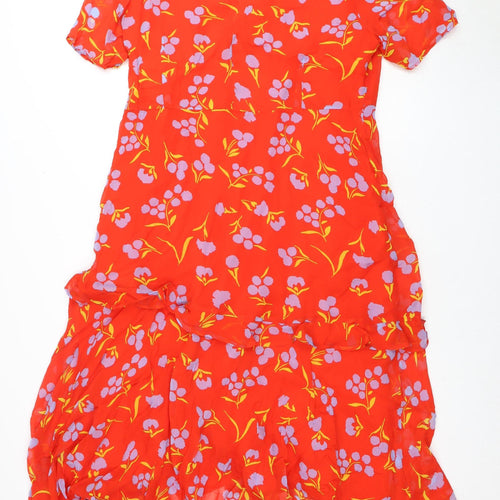 Finery Women's Red Floral Dress Size 14 Casual