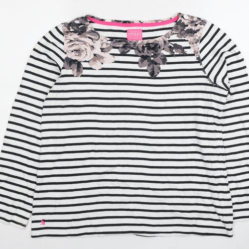 Joules Women's Striped Floral Cotton T-Shirt, Size 12