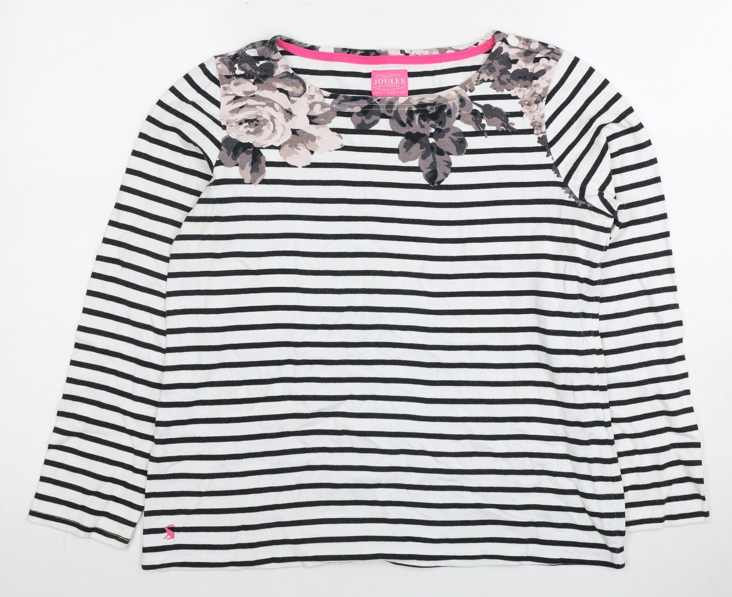 Joules Women's Striped Floral Cotton T-Shirt, Size 12
