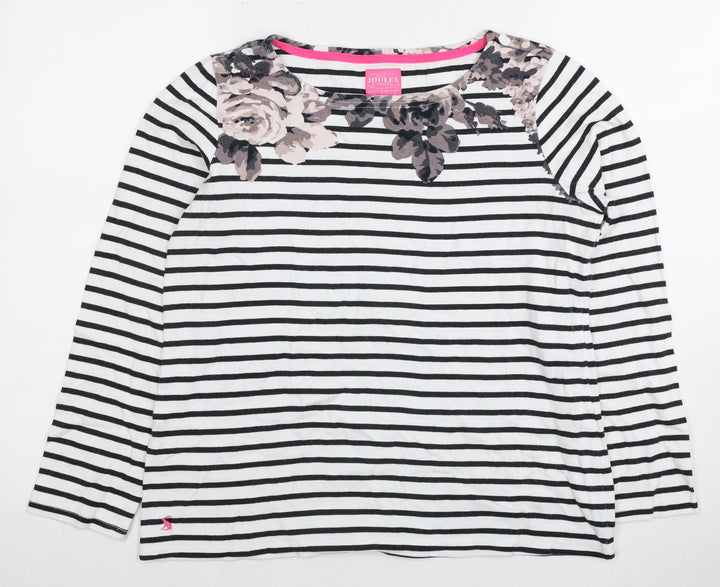 Joules Women's Striped Floral Cotton T-Shirt, Size 12