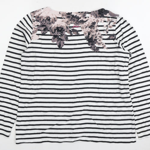 Joules Women's Striped Floral Cotton T-Shirt, Size 12