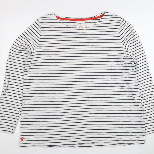 Joules Women's White Striped Long Sleeve T-Shirt Size 20