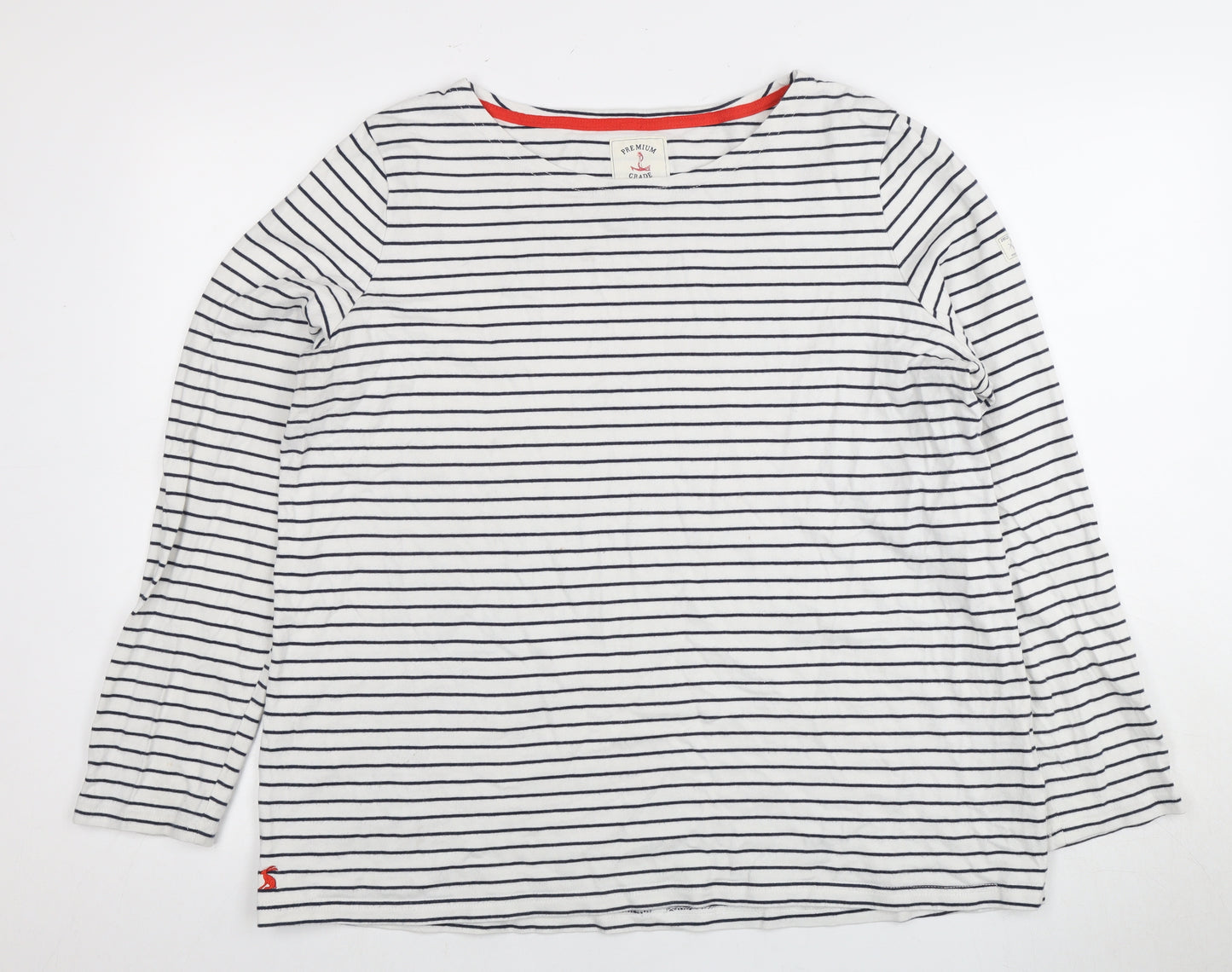 Joules Women's White Striped Long Sleeve T-Shirt Size 20