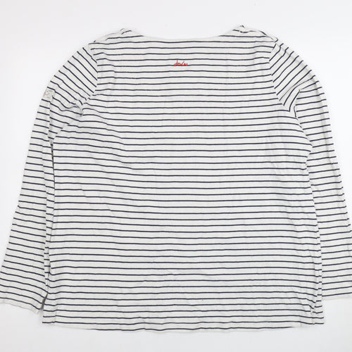 Joules Women's White Striped Long Sleeve T-Shirt Size 20