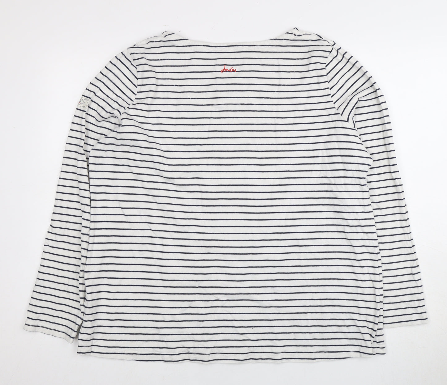 Joules Women's White Striped Long Sleeve T-Shirt Size 20