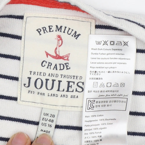 Joules Women's White Striped Long Sleeve T-Shirt Size 20