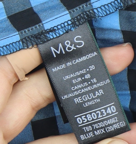 Marks and Spencer Women's Blue Check Skirt Size 20