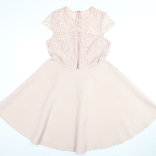 New Look Women’s Pink Lace Fit & Flare Dress Size 12