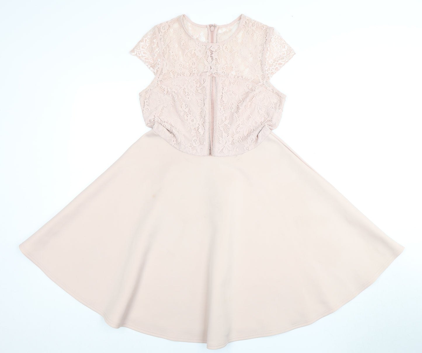 New Look Women’s Pink Lace Fit & Flare Dress Size 12