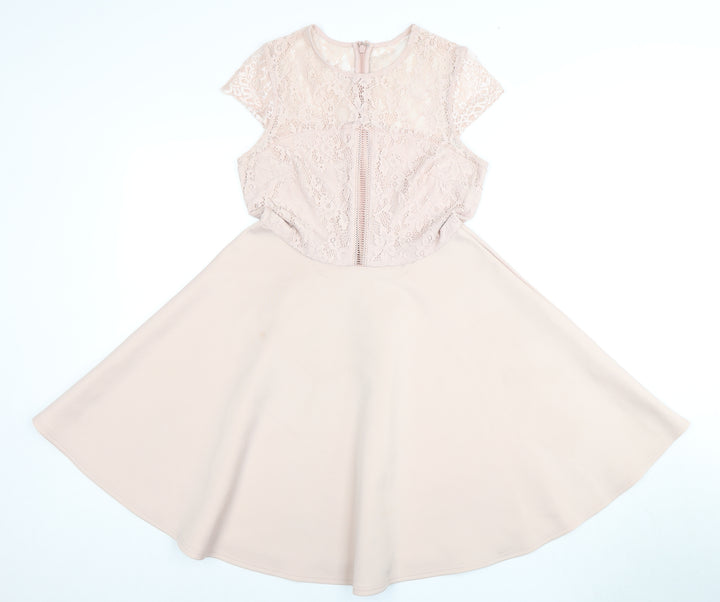 New Look Women’s Pink Lace Fit & Flare Dress Size 12