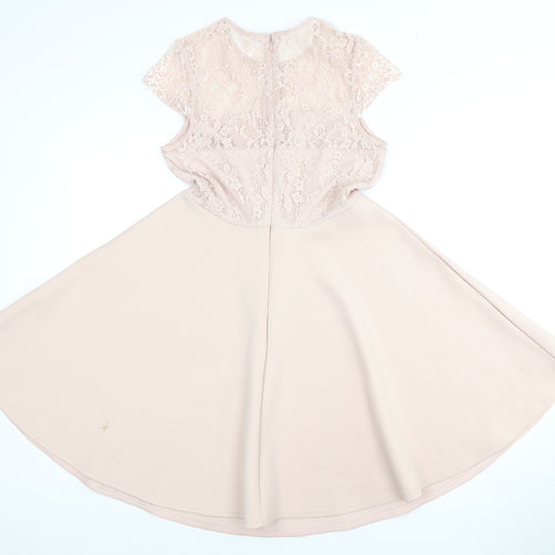 New Look Women’s Pink Lace Fit & Flare Dress Size 12