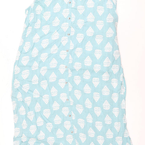 Fusion Women's Blue Floral Sleeveless Button Blouse