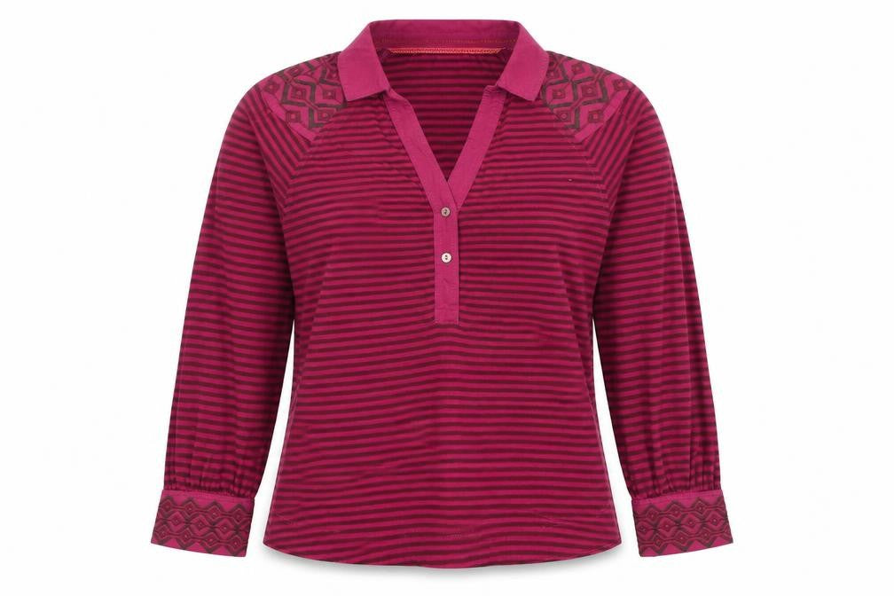 Front view of White Stuff Women's Multicoloured Polo Top, size 10, Cotton