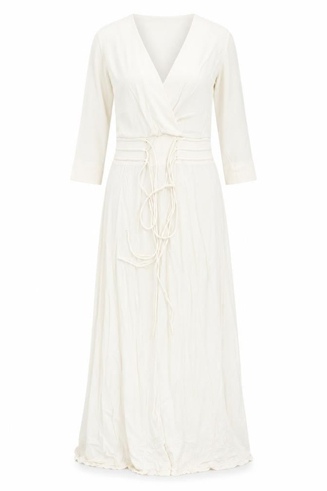 Penelope & Monica Cruz Ivory Wrap Dress, Women's Long