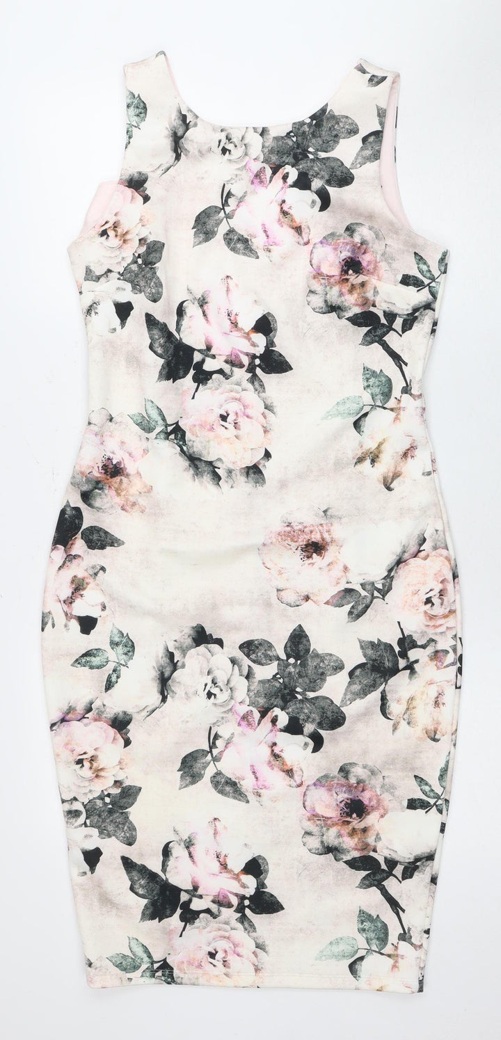 Next Women's Multicoloured Floral Sheath Dress - UK 12