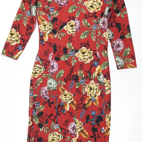 Eternity Women's Red Floral Midi Dress Size 10