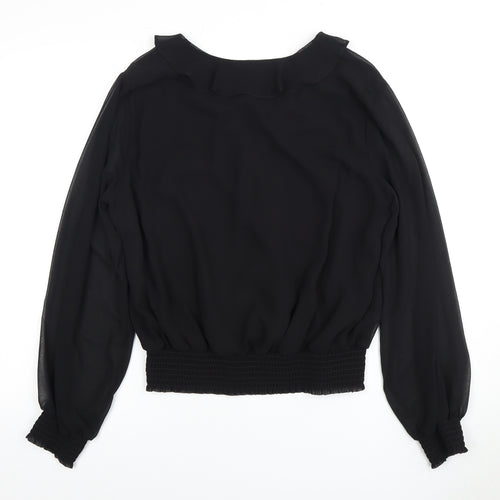 Wallis Women's Black Ruffle Blouse, Size 14