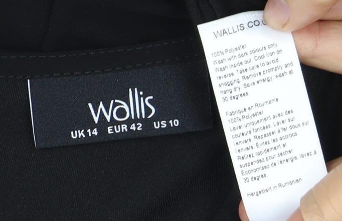 Wallis Women's Black Ruffle Blouse, Size 14