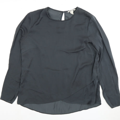 H&M Women's Black Blouse Size 10 Round Neck