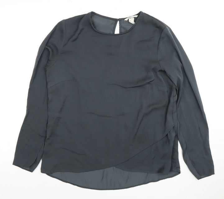H&M Women's Black Blouse Size 10 Round Neck