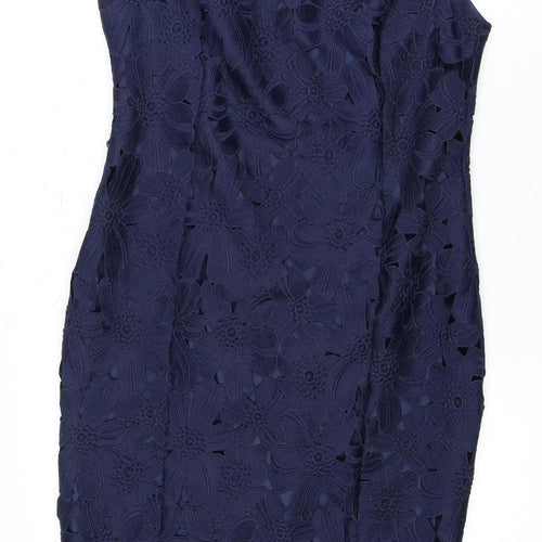 Viyella Women's Navy Blue Lace Sheath Dress Size 10