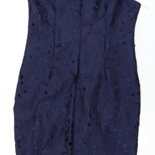 Viyella Women's Navy Blue Lace Sheath Dress Size 10