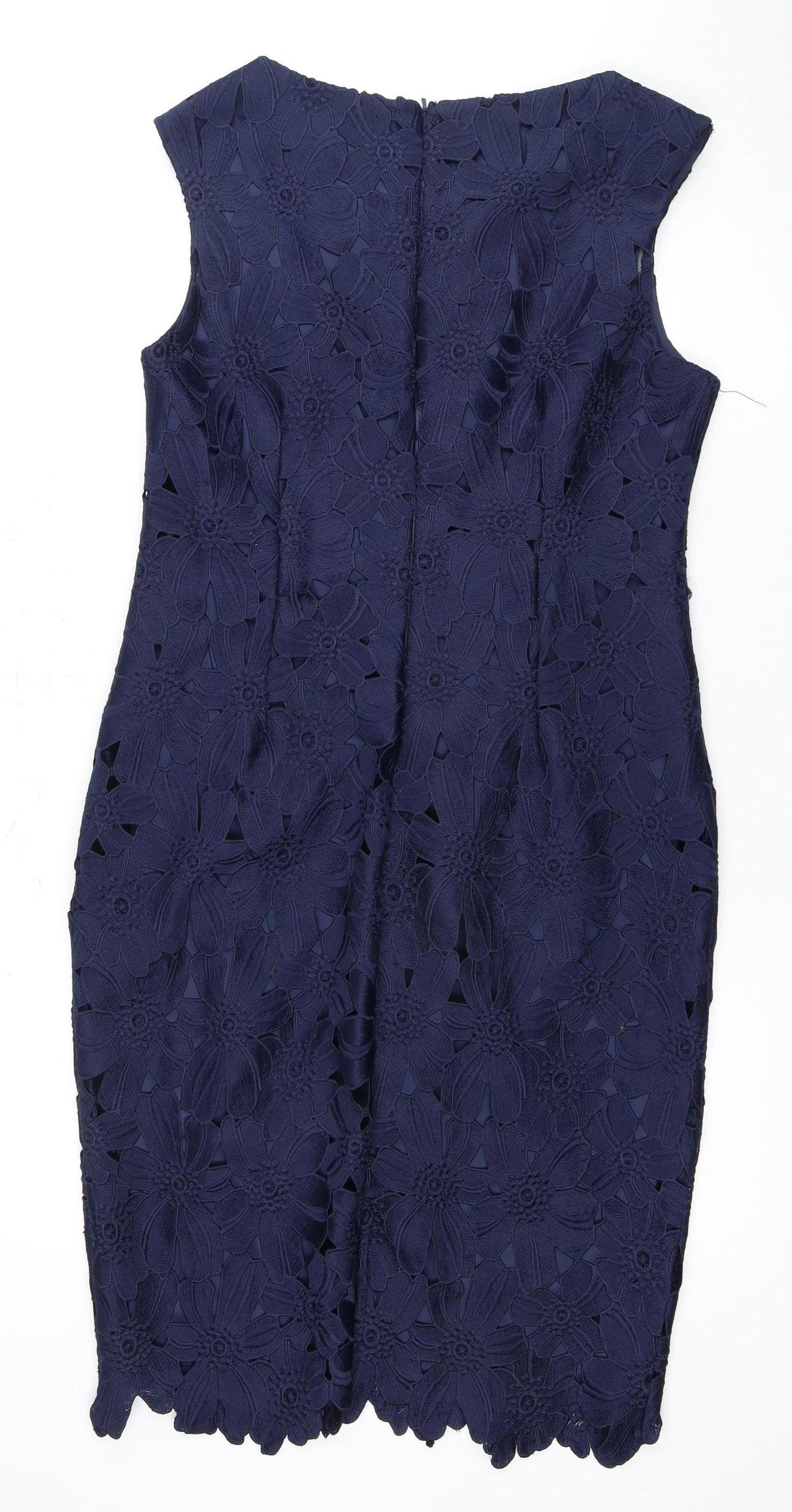 Viyella Women's Navy Blue Lace Sheath Dress Size 10