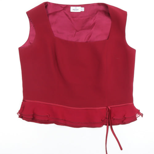Presen Women's Red Sleeveless Blouse UK Size 14