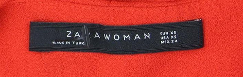 Zara Women's Red Shift Dress, Size 2, V-Neck, Flared Sleeve