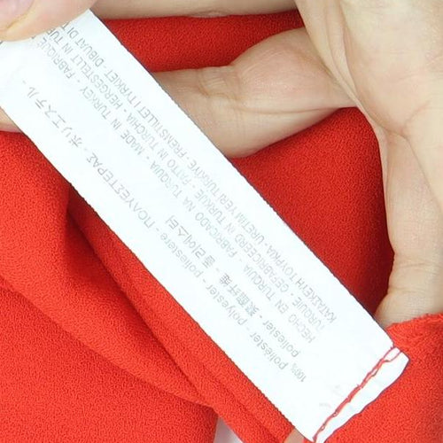 Zara Women's Red Shift Dress, Size 2, V-Neck, Flared Sleeve