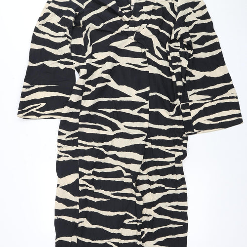 H&M Women's Black Animal Print Dress Size 12