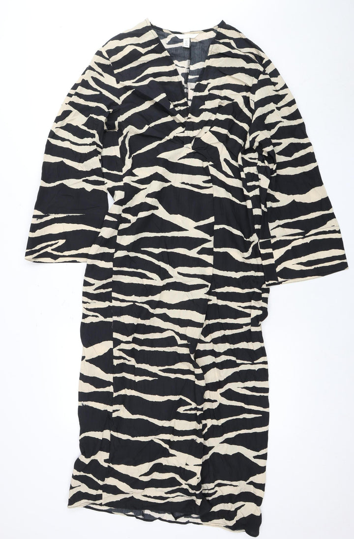 H&M Women's Black Animal Print Dress Size 12