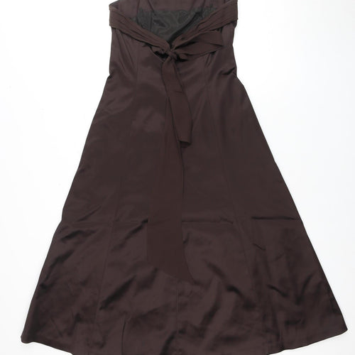 Coast Women Brown Strapless Dress Size 10