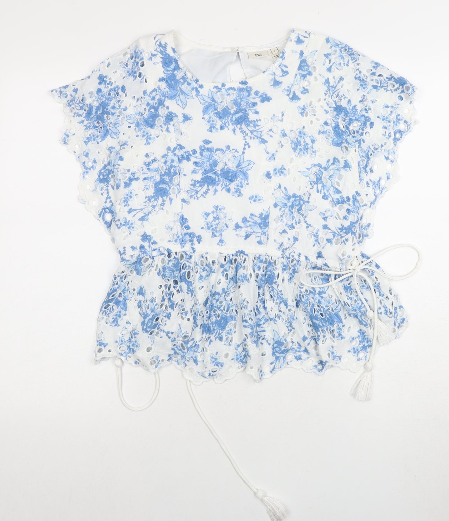 River Island Women's Blue Floral Blouse Size 8