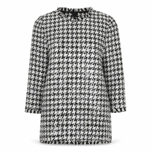 Front view of Zara Women’s Black & White Sequin Shift Dress, size UK 12