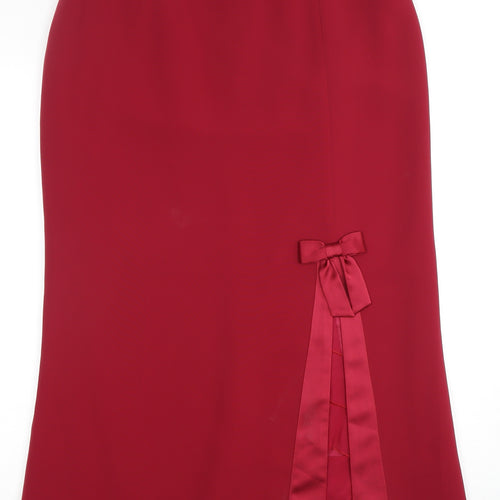 Presen Women's Red Pencil Skirt Bow Accent Size 14