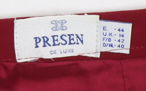 Presen Women's Red Pencil Skirt Bow Accent Size 14