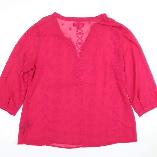 Marks & Spencer Women's Pink Blouse, Size 16, 3/4 Sleeve