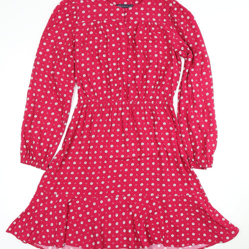 Marks and Spencer Women's Red Floral A-Line Dress Size 8