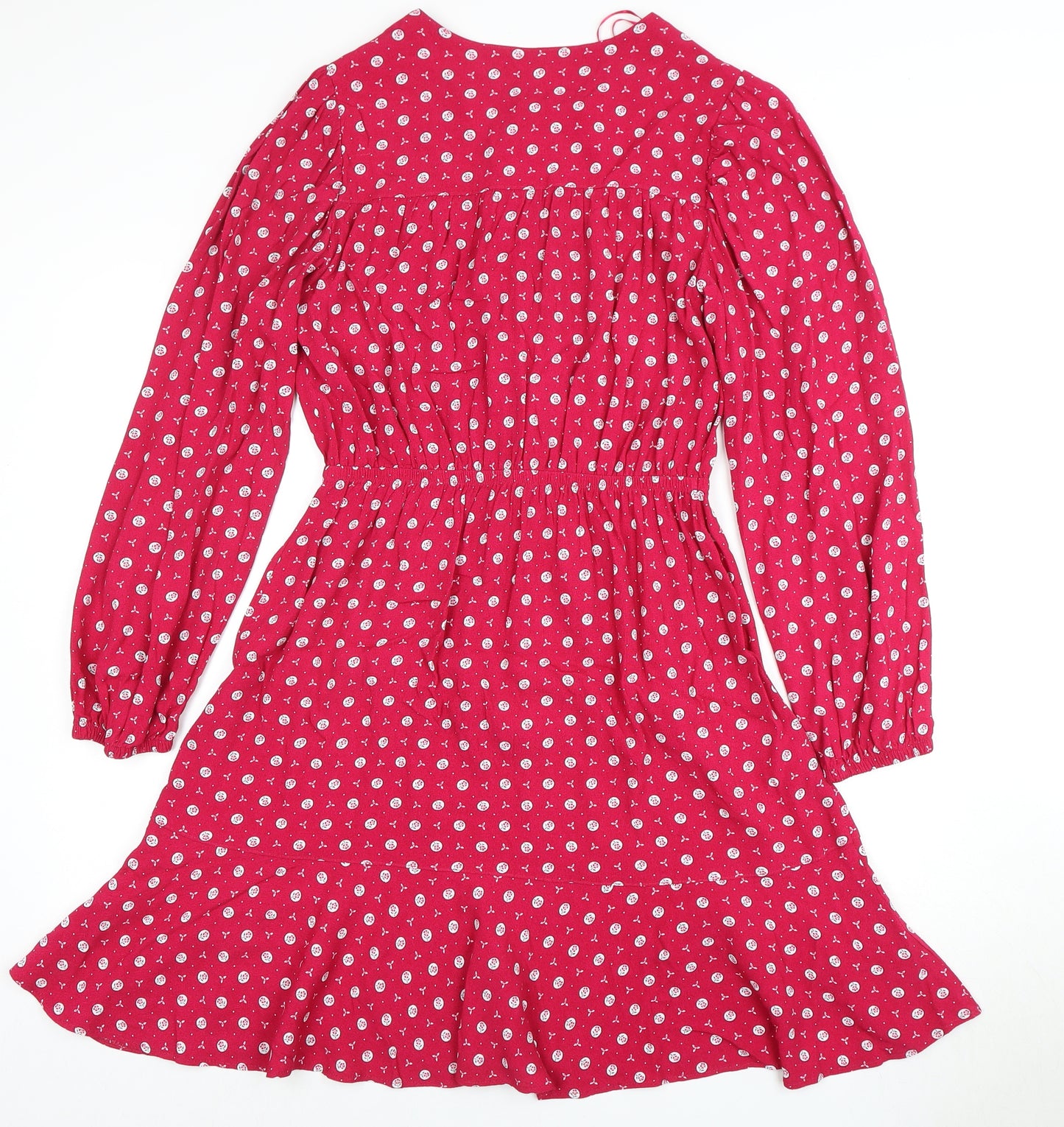 Marks and Spencer Women's Red Floral A-Line Dress Size 8