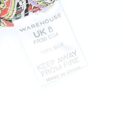 Warehouse Women's Multicoloured Silk Floral Dress, Size 8