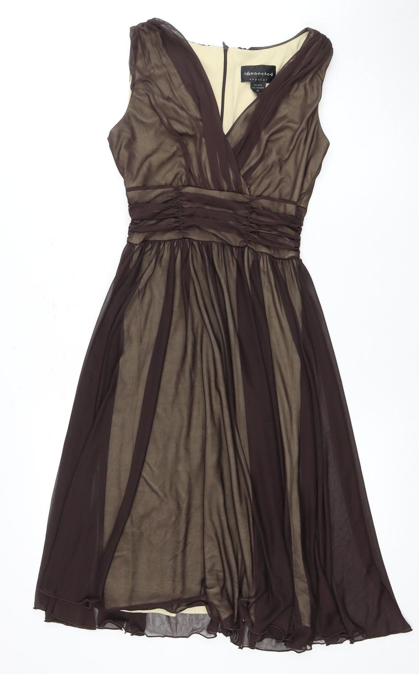 Connected Apparel Brown Dress Women Size 6