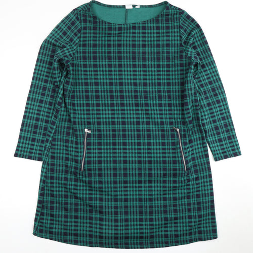 Women's XL Green Check Long Sleeve Dress