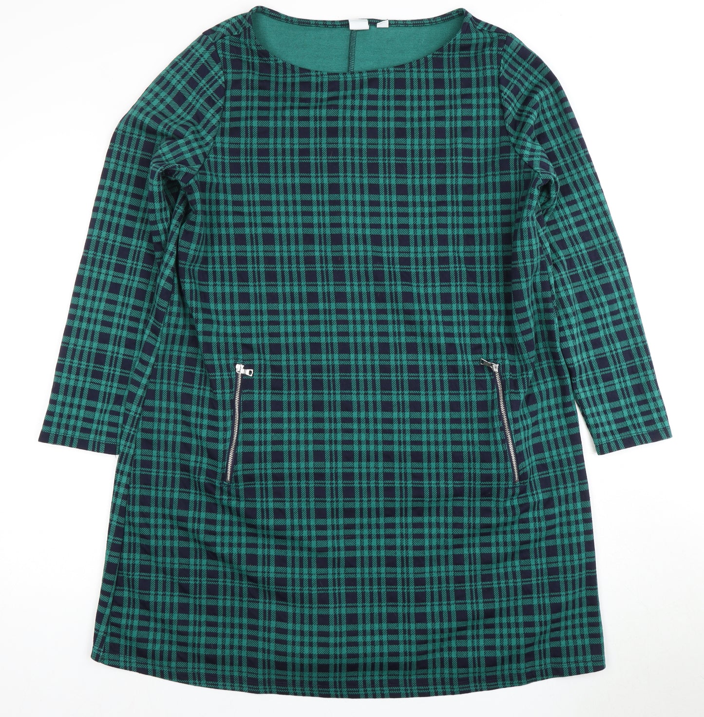 Women's XL Green Check Long Sleeve Dress